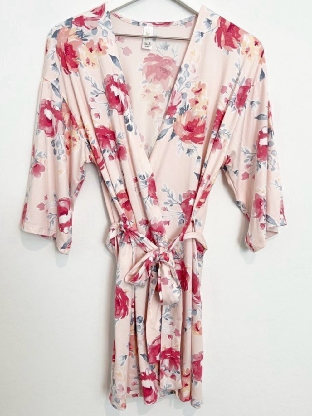 Flora Nikrooz Alisha Robe Size S Pink Floral Stretch‎ Jersey Loungewear Romantic